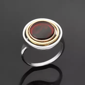 Кольцо янтарь (серебро 925 пр., позолота) размер 17