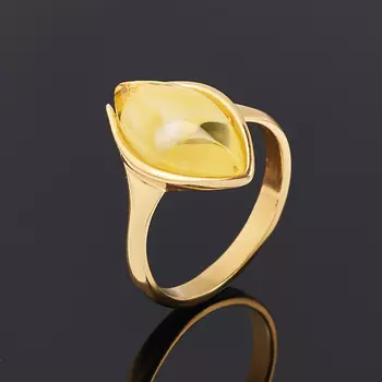 Кольцо янтарь (серебро 925 пр. позолота) размер 17