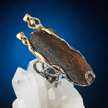 Кольцо янтарь (серебро 925 пр. позолота, родир. черн.) (регулируемый) размер 17,5