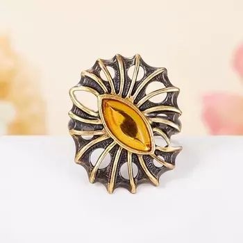 Кольцо янтарь (серебро 925 пр., позолота) размер 17