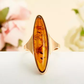 Кольцо янтарь (серебро 925 пр., позолота) размер 18,5
