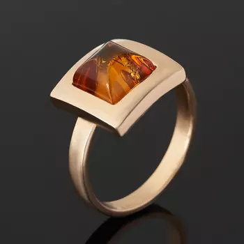 Кольцо янтарь (серебро 925 пр. позолота) размер 16,5