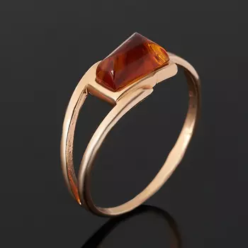 Кольцо янтарь (серебро 925 пр. позолота) размер 17,5