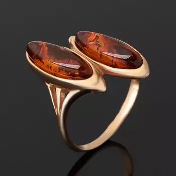 Кольцо янтарь (серебро 925 пр. позолота) размер 17