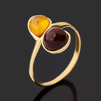 Кольцо янтарь (серебро 925 пр. позолота) размер 18