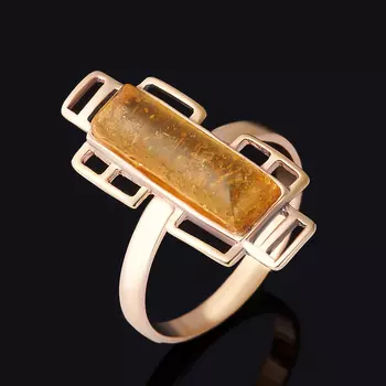 Кольцо янтарь (серебро 925 пр., позолота) размер 18,5