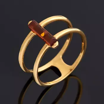 Кольцо янтарь (серебро 925 пр., позолота) размер 19