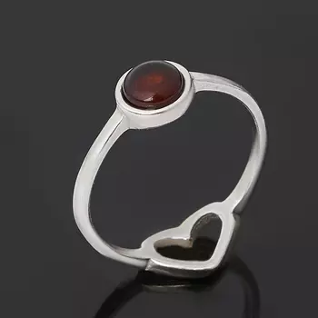 Кольцо янтарь (серебро 925 пр. позолота, родир. бел.) размер 17