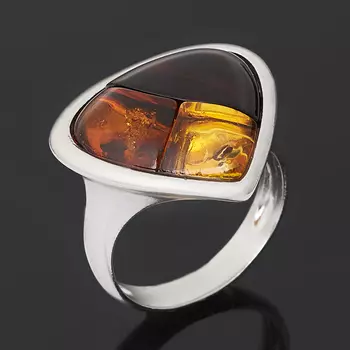 Кольцо янтарь (серебро 925 пр.) размер 18