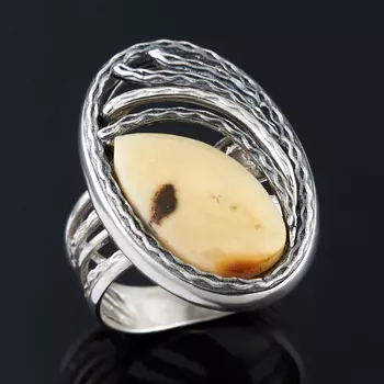 Кольцо янтарь (серебро 925 пр.) (регулируемый) размер 17