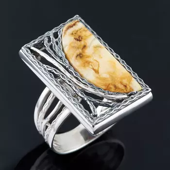 Кольцо янтарь (серебро 925 пр.) (регулируемый) размер 17,5