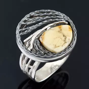 Кольцо янтарь (серебро 925 пр.) (регулируемый) размер 17,5