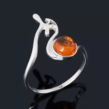 Кольцо янтарь (серебро 925 пр. родир. бел.) размер 18