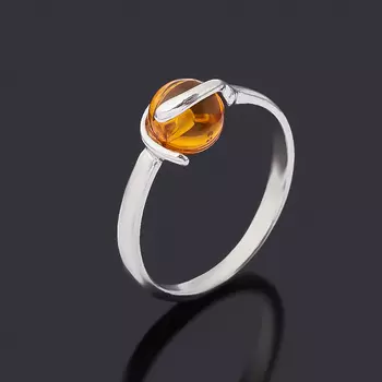 Кольцо янтарь (серебро 925 пр. родир. бел.) размер 16,5