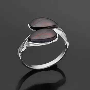 Кольцо янтарь (серебро 925 пр. родир. бел.) размер 17,5