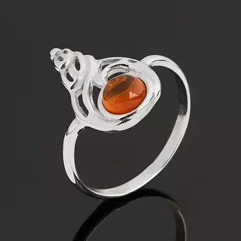 Кольцо янтарь (серебро 925 пр. родир. бел.) размер 18