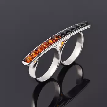 Кольцо янтарь (серебро 925 пр. родир. бел.) (регулируемый) размер 18