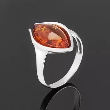 Кольцо янтарь (серебро 925 пр. родир. бел.) размер 17