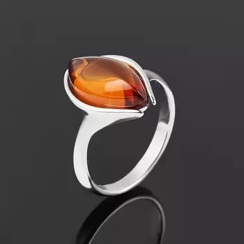 Кольцо янтарь (серебро 925 пр. родир. бел.) размер 16,5