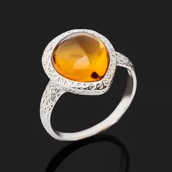 Кольцо янтарь (серебро 925 пр. родир. бел.) размер 17,5