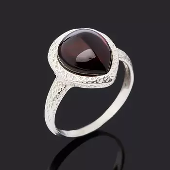 Кольцо янтарь (серебро 925 пр. родир. бел.) размер 18,5