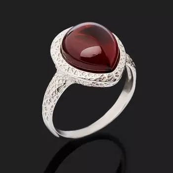 Кольцо янтарь (серебро 925 пр. родир. бел.) размер 17