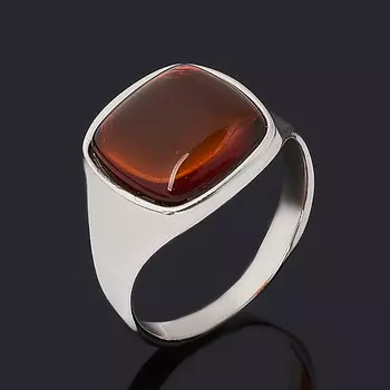 Кольцо янтарь (серебро 925 пр. родир. бел.) размер 17