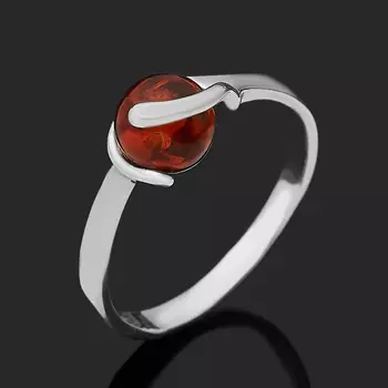 Кольцо янтарь (серебро 925 пр. родир. бел.) размер 17,5