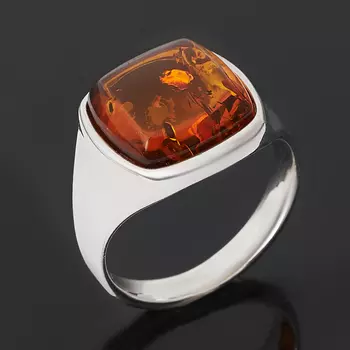 Кольцо янтарь (серебро 925 пр. родир. бел.) размер 16,5