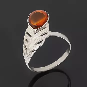 Кольцо янтарь (серебро 925 пр. родир. бел.) размер 16,5