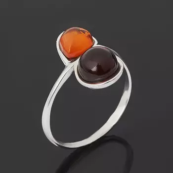 Кольцо янтарь (серебро 925 пр. родир. бел.) размер 17