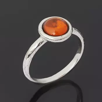 Кольцо янтарь (серебро 925 пр. родир. бел.) размер 17,5