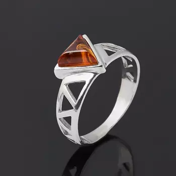 Кольцо янтарь (серебро 925 пр. родир. бел.) размер 17,5