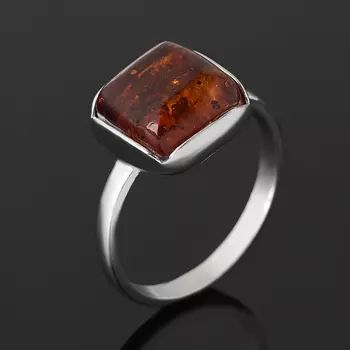 Кольцо янтарь (серебро 925 пр. родир. бел.) размер 17