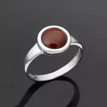 Кольцо янтарь (серебро 925 пр. родир. бел.) размер 18