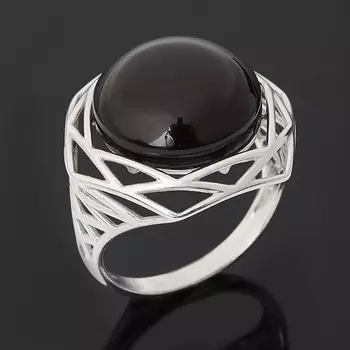 Кольцо янтарь (серебро 925 пр. родир. бел.) размер 18