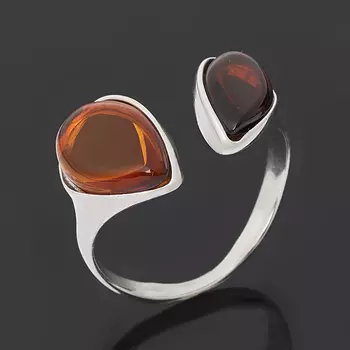 Кольцо янтарь (серебро 925 пр. родир. бел.) (регулируемый) размер 16