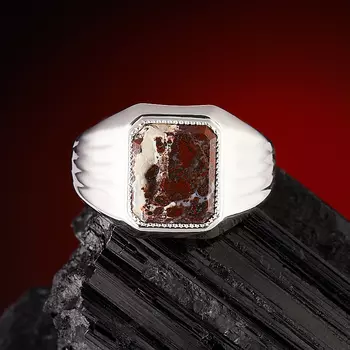 Кольцо яшма красная огранка (серебро 925 пр.) размер 21