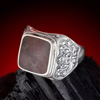 Кольцо яшма красная (серебро 925 пр.) размер 21,5