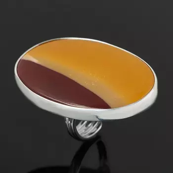 Кольцо яшма мукаит (серебро 925 пр. родир. бел.) (регулируемый) размер 16