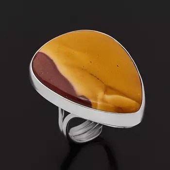 Кольцо яшма мукаит (серебро 925 пр. родир. бел.) (регулируемый) размер 17