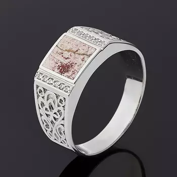 Кольцо яшма (серебро 925 пр. родир. бел.) размер 21