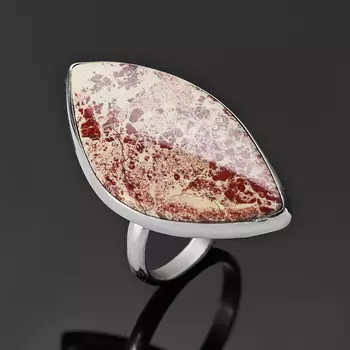 Кольцо яшма уральская (дублет) (нейзильбер) размер 18