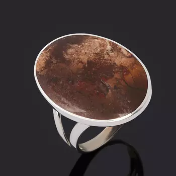 Кольцо яшма уральская (серебро 925 пр. родир. бел.) размер 18,5