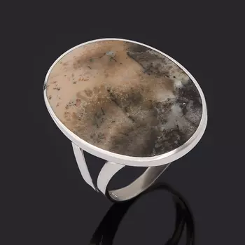 Кольцо яшма уральская (серебро 925 пр. родир. бел.) размер 17,5