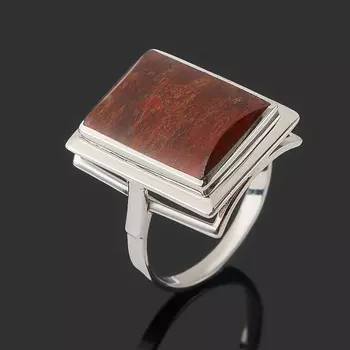 Кольцо яшма уральская (серебро 925 пр. родир. бел.) размер 18