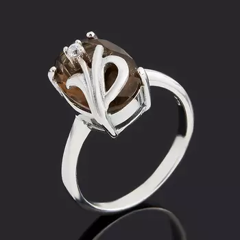 Кольцо раухтопаз огранка (серебро 925 пр.) размер 18