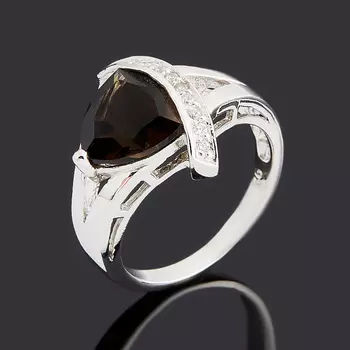 Кольцо раухтопаз огранка (серебро 925 пр.) размер 18