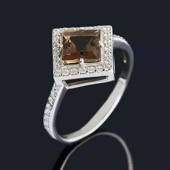 Кольцо раухтопаз огранка (серебро 925 пр.) размер 17,5