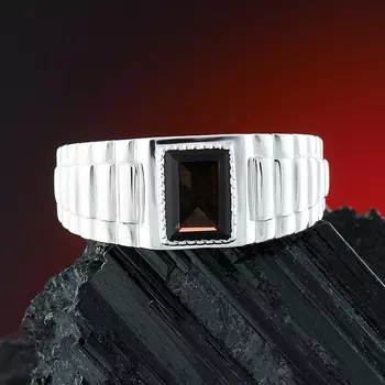 Кольцо раухтопаз огранка (серебро 925 пр.) размер 21